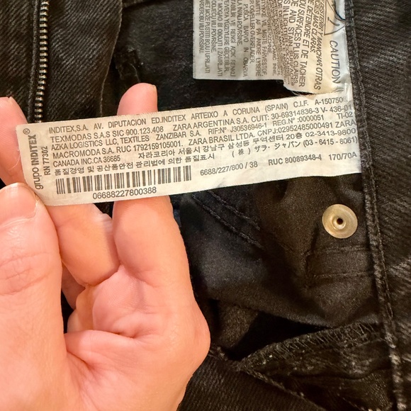 Zara Wide Leg Distressed Black Jeans Women's Size 6 - Picture 9 of 10